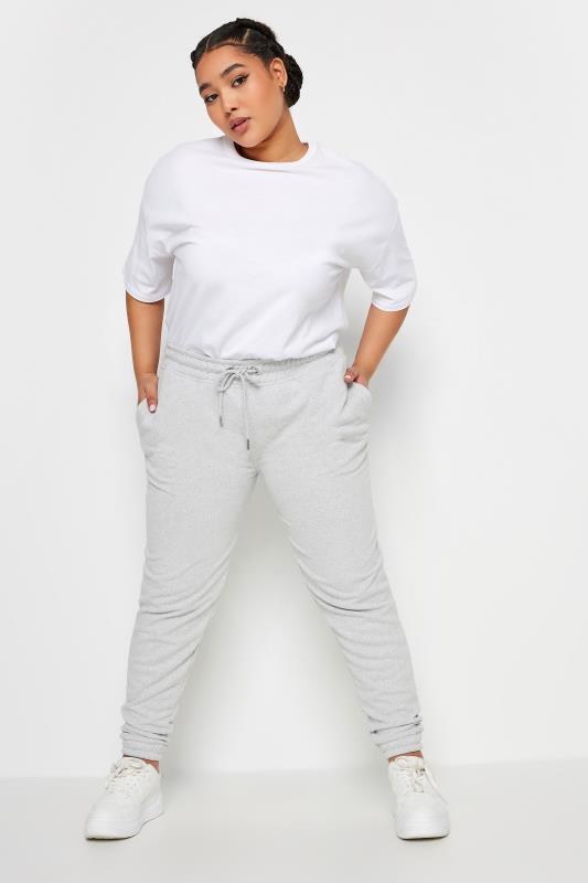 YOURS Plus Size Light Grey Elasticated Joggers | Yours Clothing 2