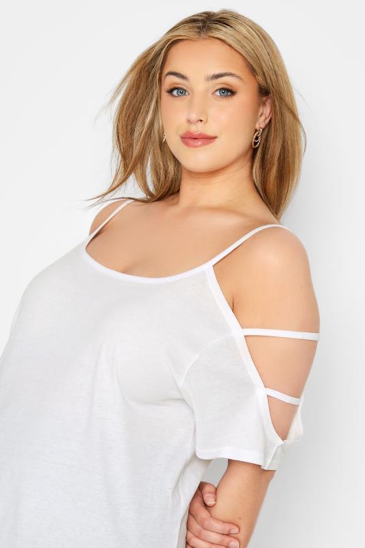 Plus Size White Strappy Cold Shoulder Top | Yours Clothing 4