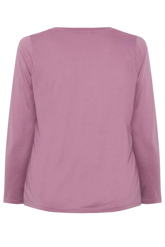 YOURS Plus Size Light Purple Long Sleeve Core T-Shirt | Yours Clothing 6