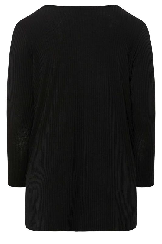 LIMITED COLLECTION Plus Size Black Tie Ribbed Cardigan | Yours Clothing 7