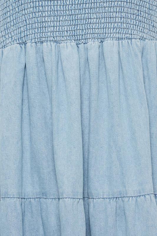 LTS Tall Women's Blue Denim Shirred Tiered Dress | Long Tall Sally 5