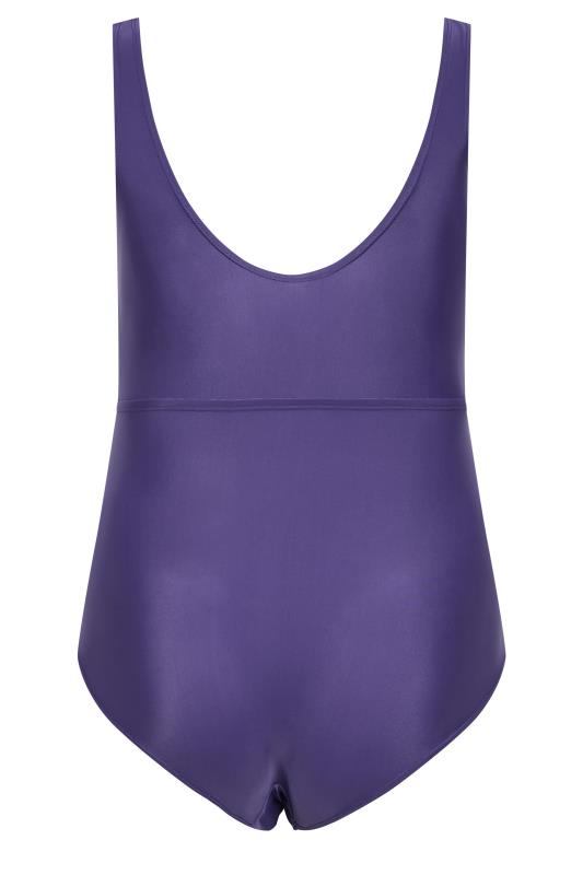 YOURS Plus Size Purple Keyhole Tummy Control Swimsuit | Yours Clothing 7
