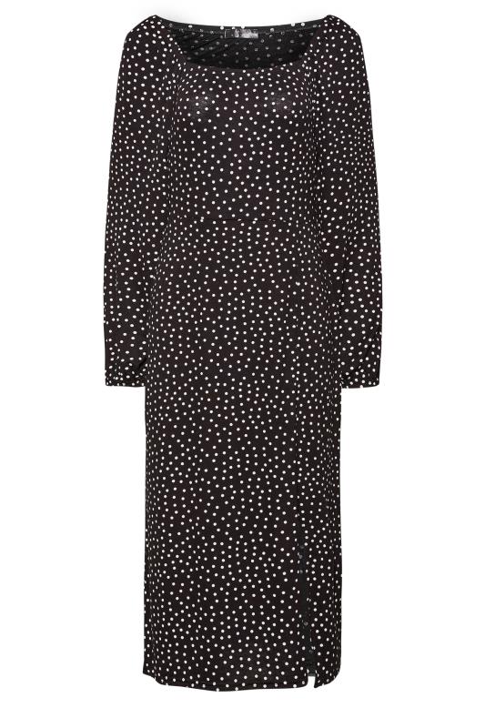 LTS Tall Black Polka Dot Spilt Front Dress 1