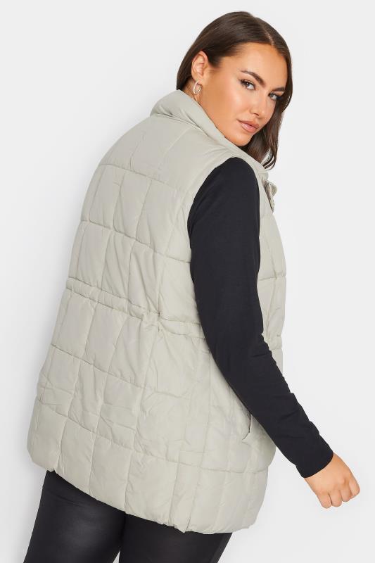 YOURS Plus Size Ivory White Quilted Lightweight Gilet | Yours Clothing 3