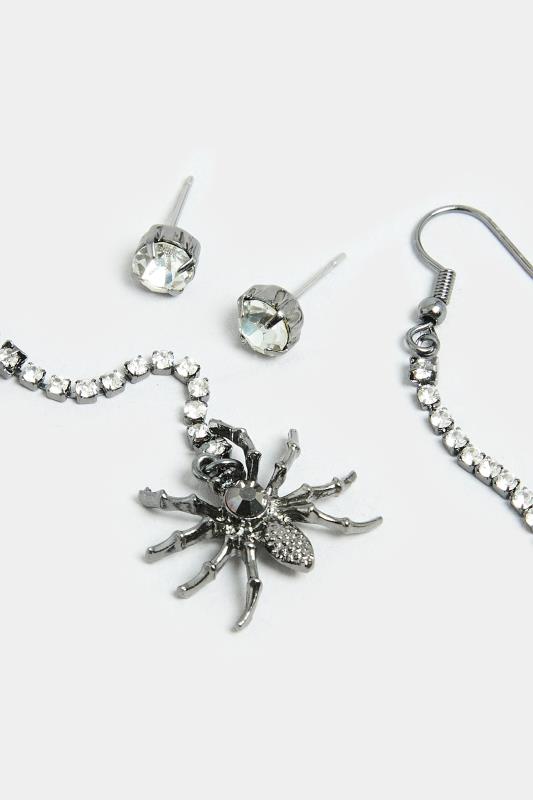 2 PACK Silver Spider Earrings Set | Yours Clothing 3
