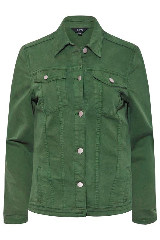 LTS Tall Dark Green Denim Jacket 5