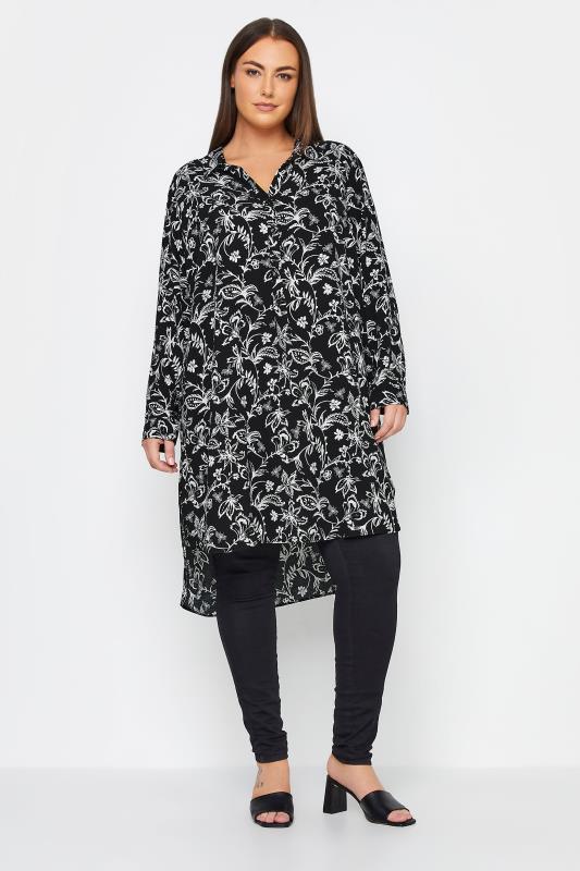  Grande Taille Evans Black Abstract Longline Shirt