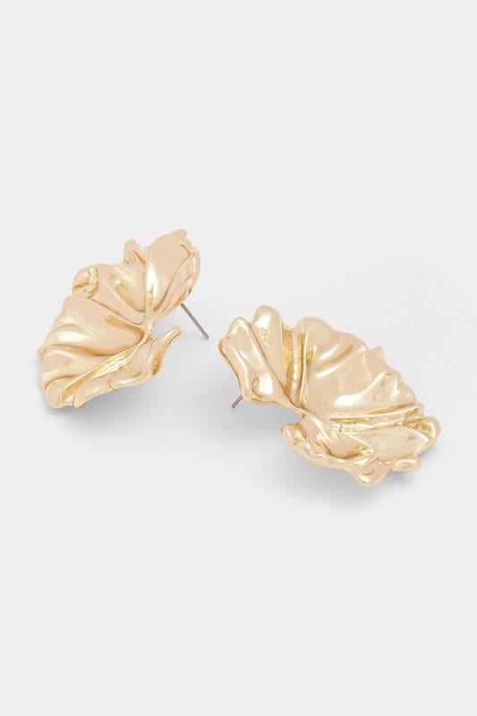 Gold Tone Molten Floral Earrings | Yours Clothing 4