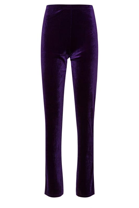 LTS Womens Tall Slim Leg Velvet Purple Trousers | Long Tall Sally 4