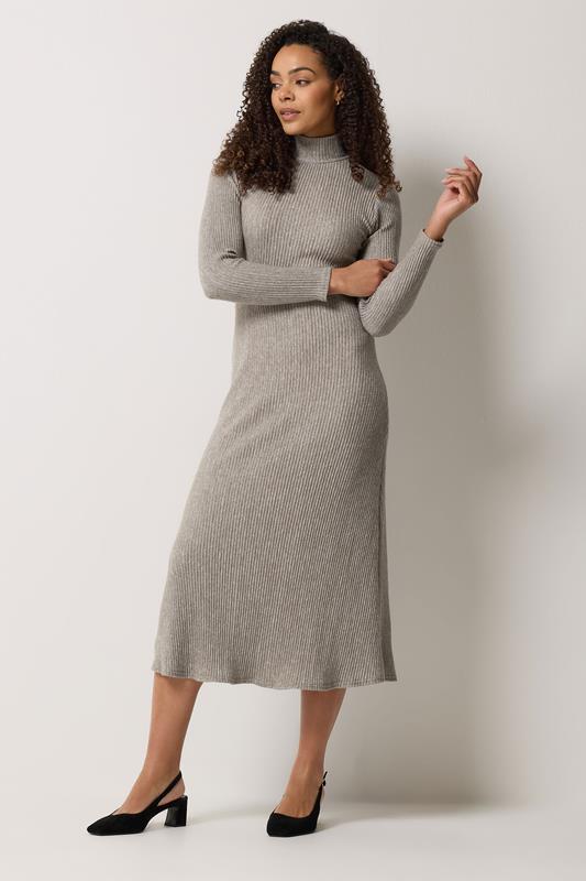 M&Co Natural Brown Soft Touch Fit & Flare Dress 1
