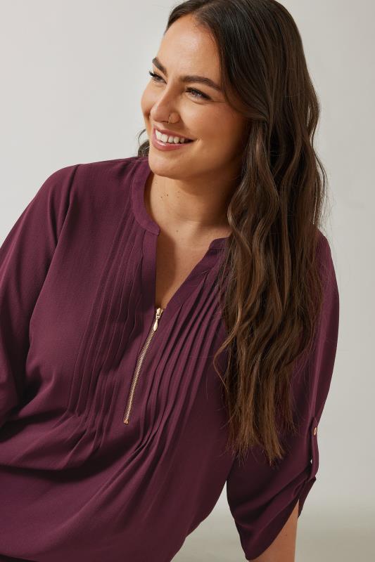 EVANS Plus Size Burgundy Red Pintuck Blouse | Evans  4