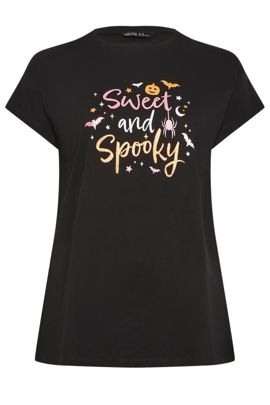 LIMITED COLLECTION Curve Black Halloween 'Sweet & Spooky' Slogan T-Shirt  7