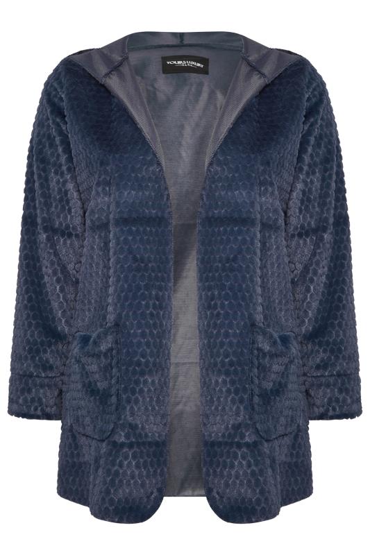 YOURS LUXURY Plus Size Navy Blue Faux Fur Hooded Jacket | Yours Clothing 7