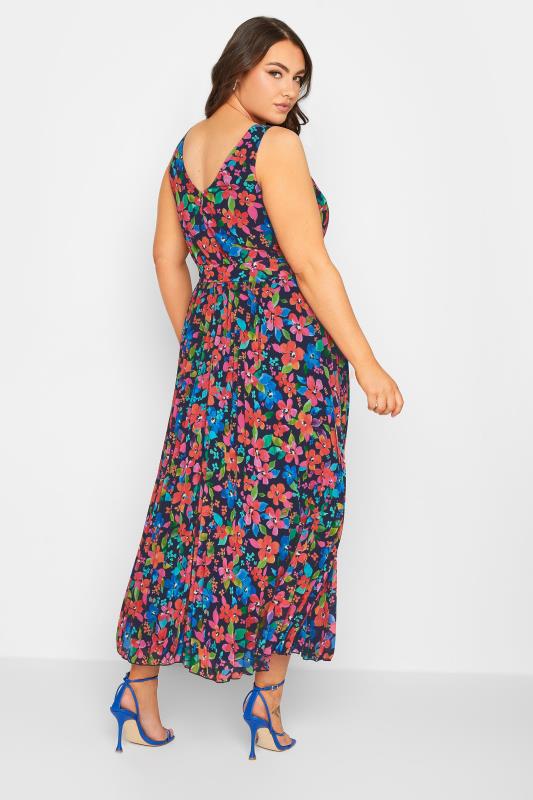 YOURS LONDON Plus Size Curve Blue Floral Pleated Maxi Dress | Yours Clothing  4