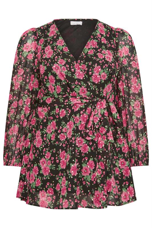 YOURS LONDON Plus Size Floral Print Wrap Top | Yours Clothing 6