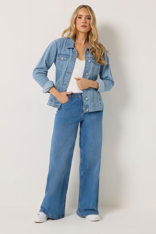 LTS Tall Womens Blue Mid Wash Cotton Denim Jacket | Long Tall Sally 2