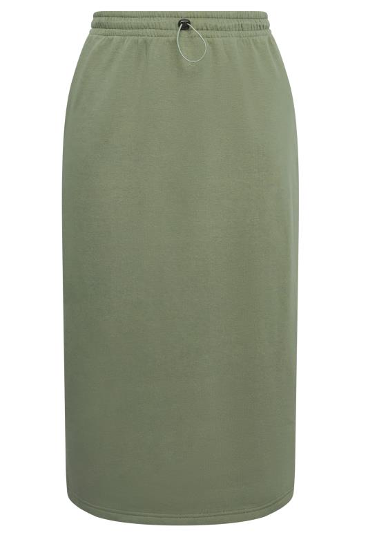 LIMITED COLLECTION Plus Size Khaki Green Midi Sweat Skirt | Yours Clothing 2