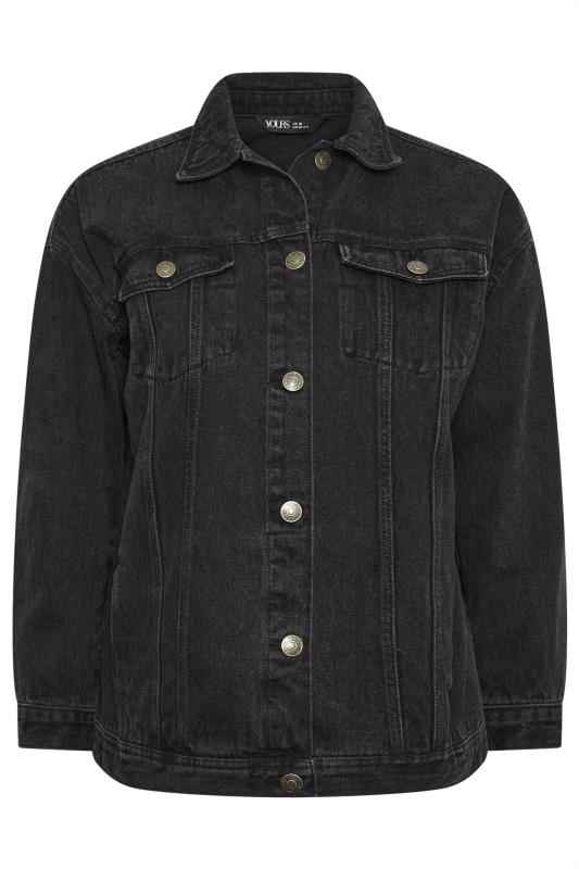 YOURS Plus Size Black Washed Oversized Denim Jacket | Yours Clothing 6