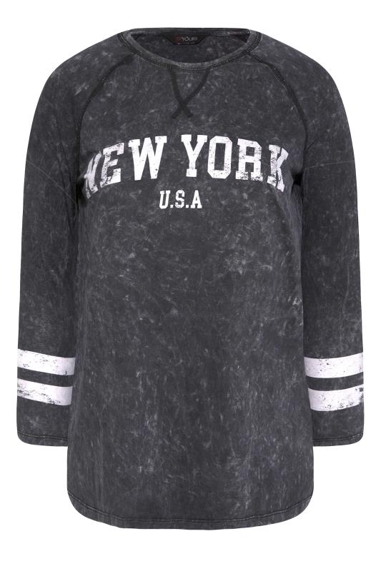 Plus Size Grey Acid Wash 'New York' Raglan T-Shirt | Yours Clothing 5