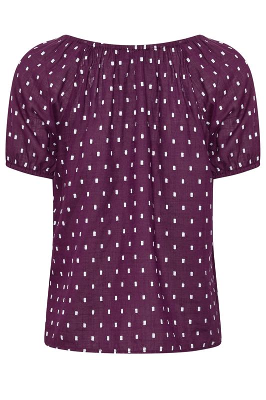 M&Co Petite Women's Purple Dobby Button Blouse | M&Co 6