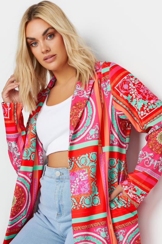 LIMITED COLLECTION Plus Size Red Mixed Tile Print Blazer | Yours Clothing 5