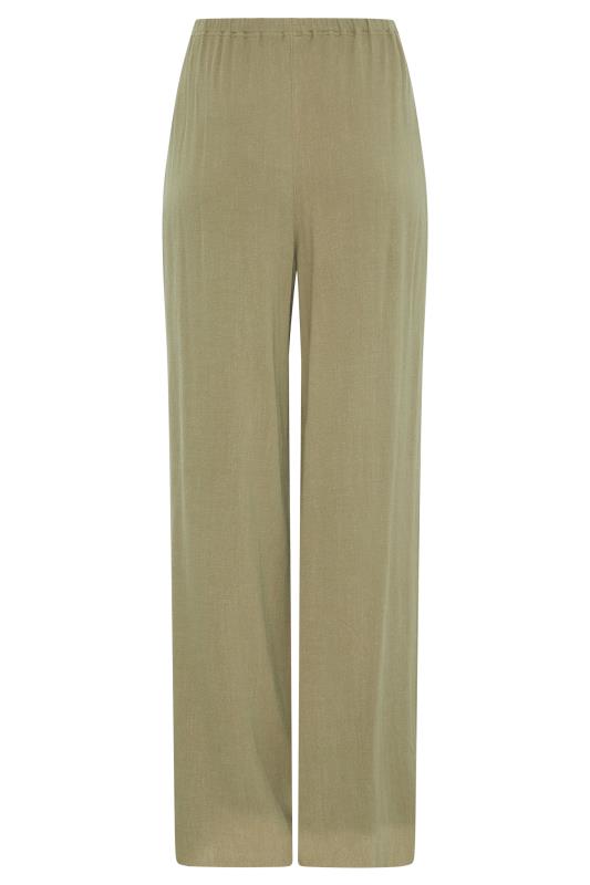 LTS Tall Khaki Green Linen Blend Wide Leg Trousers_BK.jpg