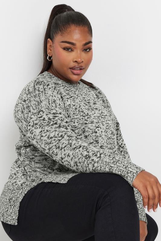 YOURS Curve Grey & Black Twist Knit Jumper | Yours Clothing 4