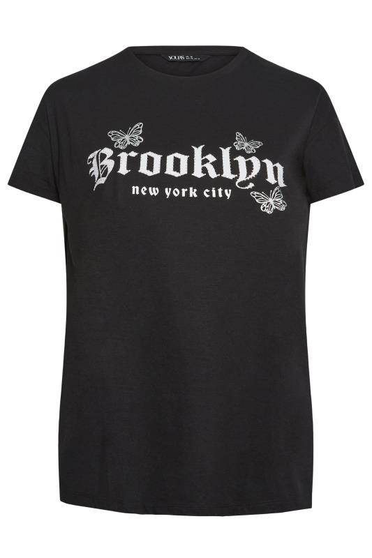 YOURS Plus Size Black 'Brooklyn' Butterfly Print T-Shirt | Yours Clothing 5