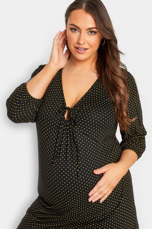BUMP IT UP Maternity Black Polka Dot Keyhole Top | Yours Clothing 4