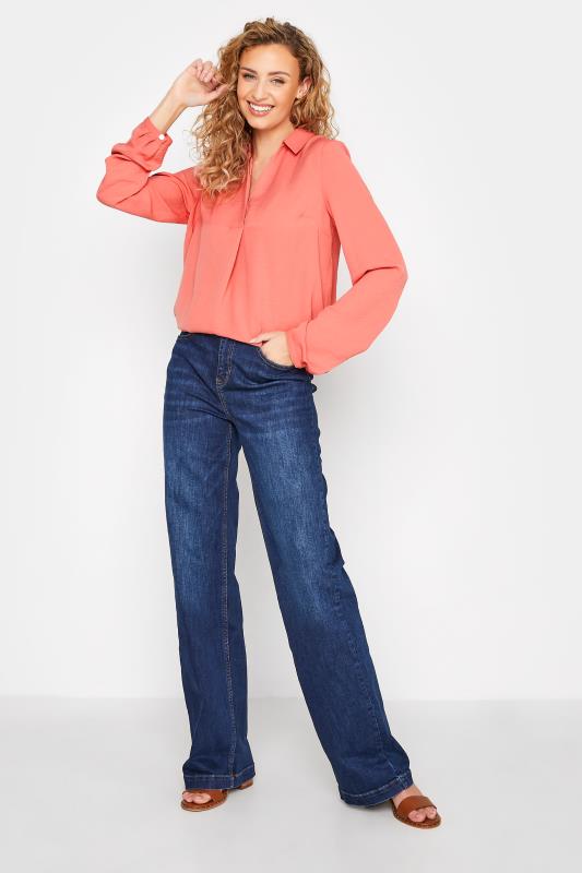 LTS Tall Women's Coral Pink V-Neck Twill Shirt | Long Tall Sally 2