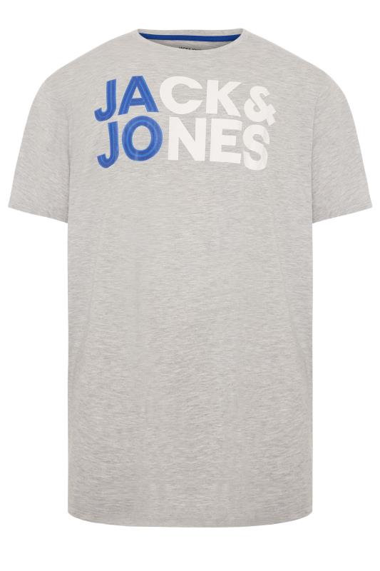 JACK & JONES Big & Tall Grey Marl Logo Crew Neck T-Shirt 1