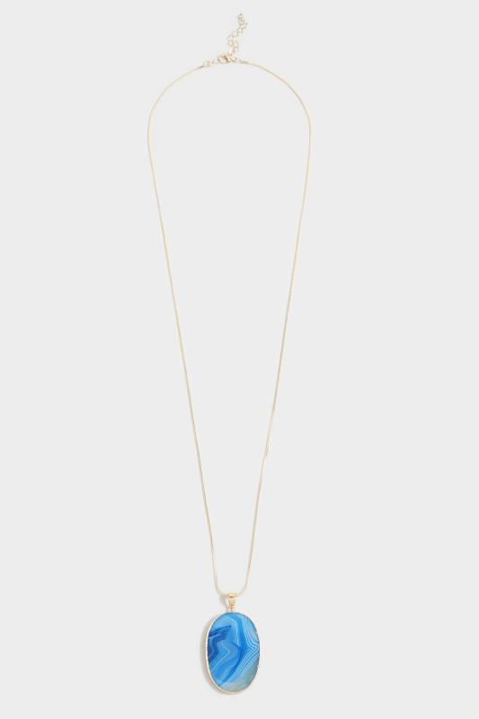 Tall  Yours Gold Tone Gemstone Pendant Long Necklace