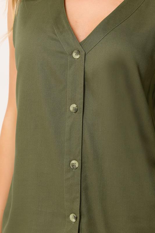 M&Co Khaki Green Sleeveless Button Through Top | M&Co 4