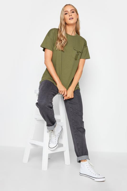 LTS Tall Khaki Green Utility Pocket Cotton T-Shirt | Long Tall Sally 2