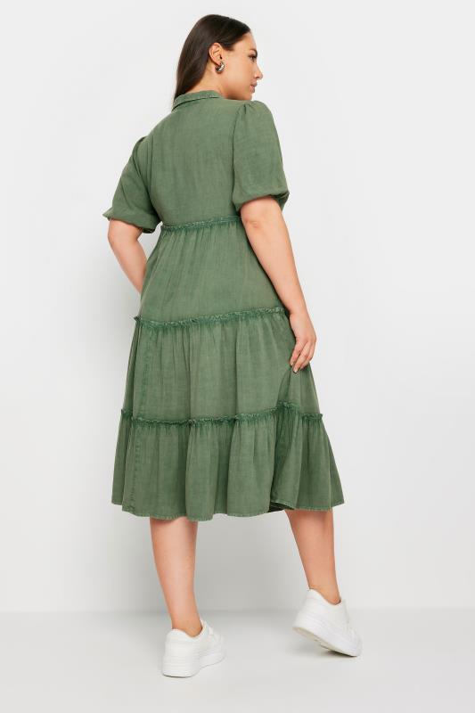 YOURS Plus Size Green Short Sleeve Tiered Midi Dress | Yours Clothing 3