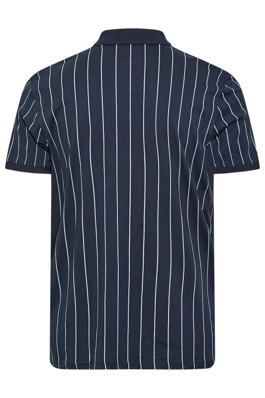 LAMBRETTA Big & Tall Navy Blue Pinstripe Polo Shirt 4