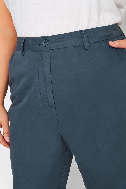 YOURS Curve Plus Size Dark Blue Straight Leg Chino Trousers | Yours Clothing  3