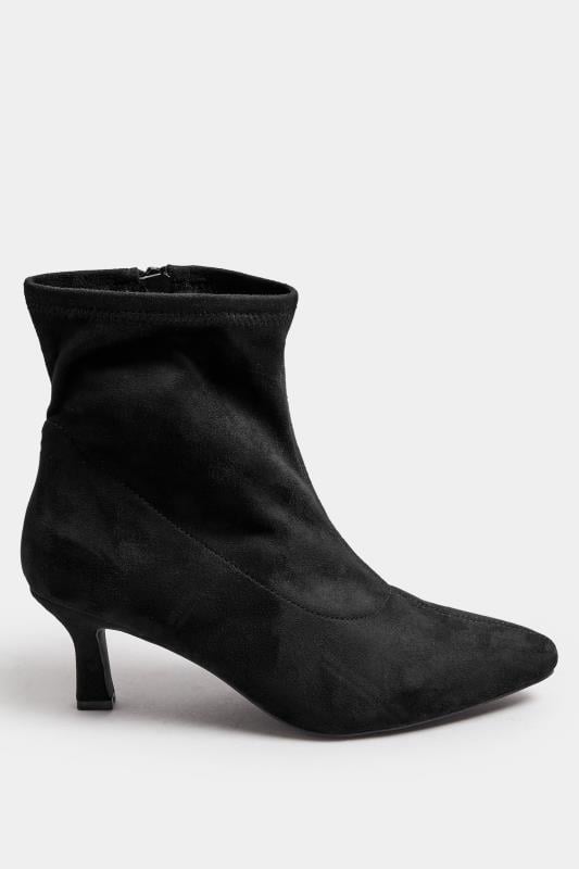 Black Faux Suede Point Heeled Ankle Boots In Extra Wide EEE Fit | Yours Clothing  3