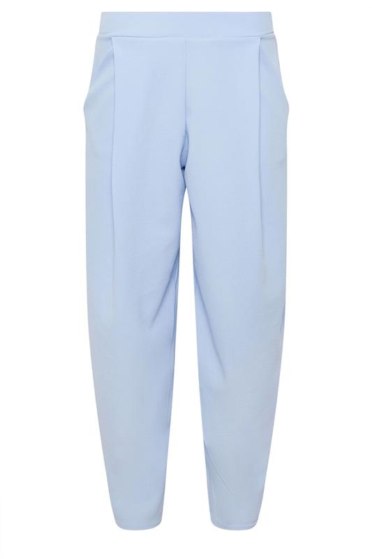 PixieGirl Petite Women's Blue Crinkle Barrel Leg Trousers | PixieGirl 5