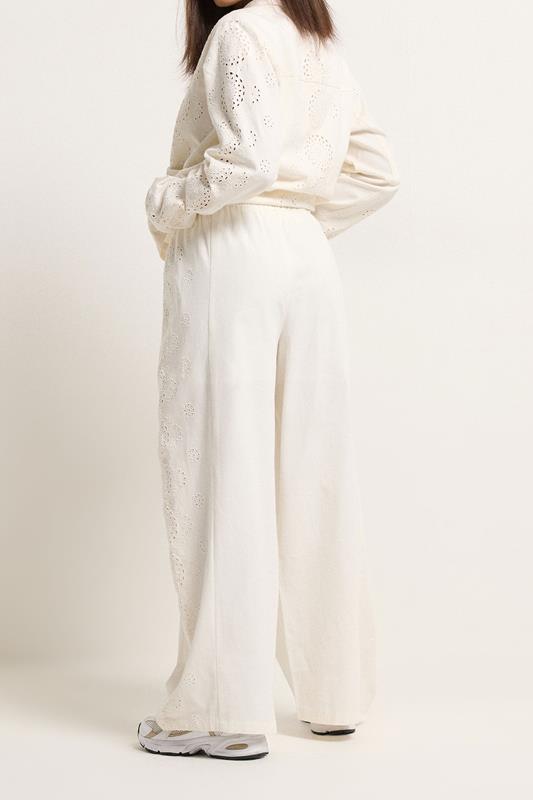 PixieGirl Petite Women's White Embroidered Cotton Wide Leg Trousers | PixieGirl 5
