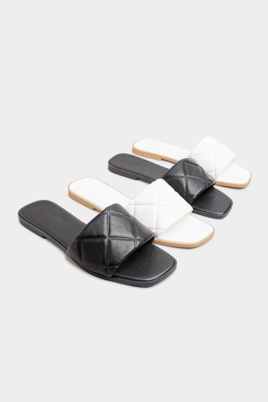 White Quilted Flat Mules in Regular Fit 7