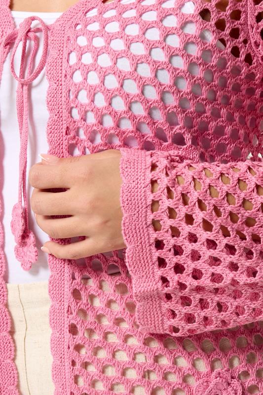 YOURS Plus Size Pink Flower Applique Cardigan | Yours Clothing 4
