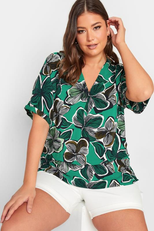 YOURS Curve Green Floral Print Shirt | Yours Clothing 4