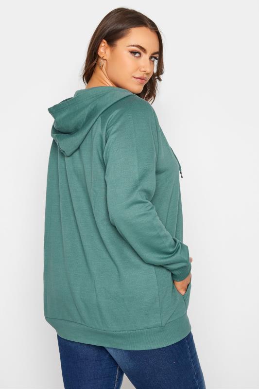 Plus Size Sage Green Zip Through Hoodie | Yours Clothing 3