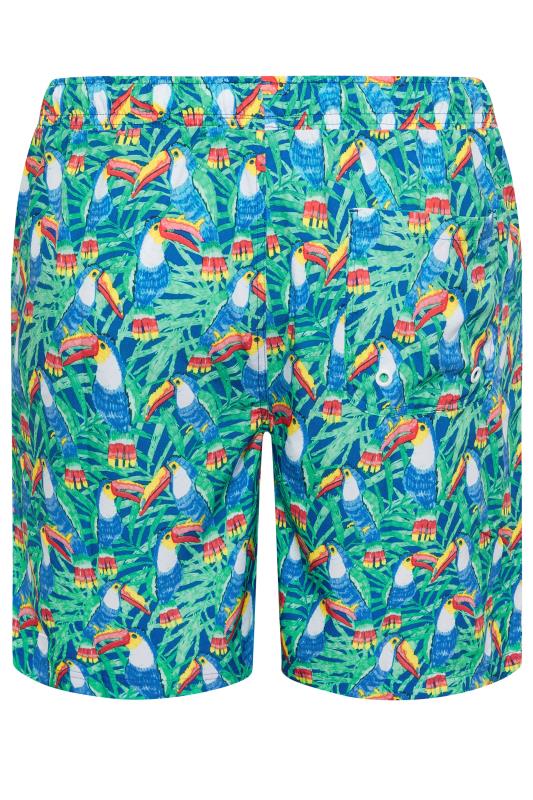 KAM Big & Tall Green Parrot Print Swim Shorts | BadRhino 4