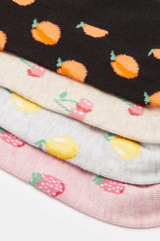 YOURSET 4 PACK Plus Size Grey Fruit Print Trainer Liner Socks | Yours Clothing 4