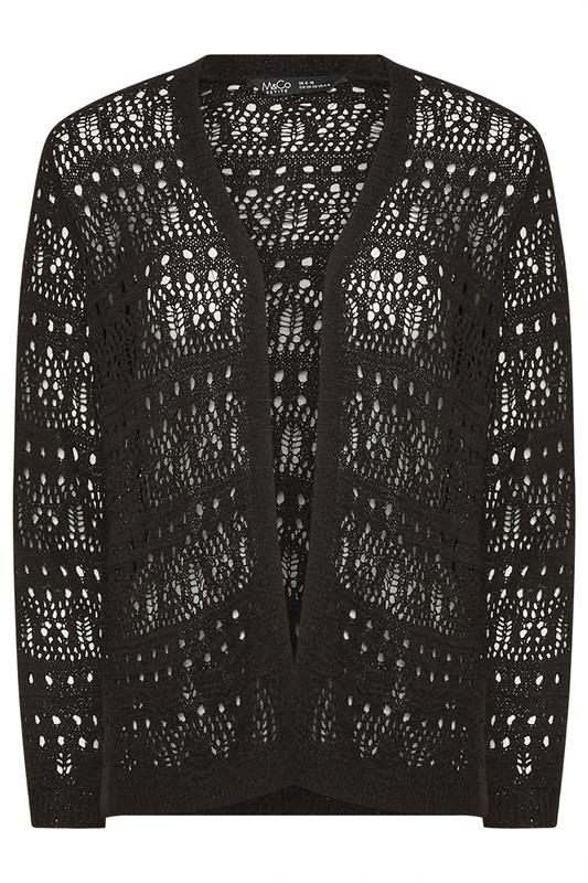 M&Co Petite Black Open Front Crochet Cardigan | M&Co 5