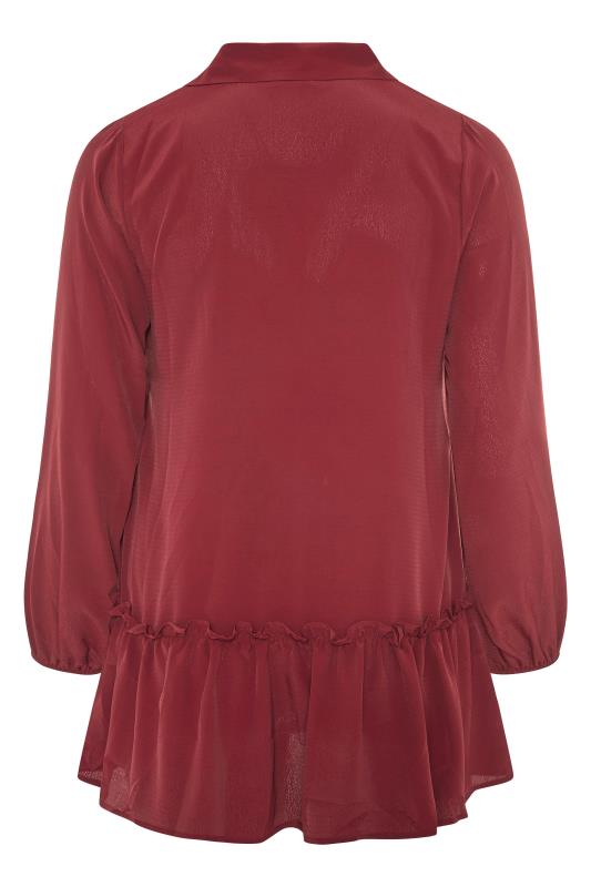 YOURS LONDON Curve Wine Red Ruffle Shirt 7