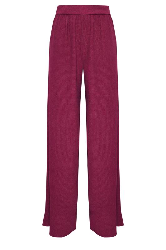  Tallas Grandes LTS Tall Berry Pink Textured Wide Leg Trousers