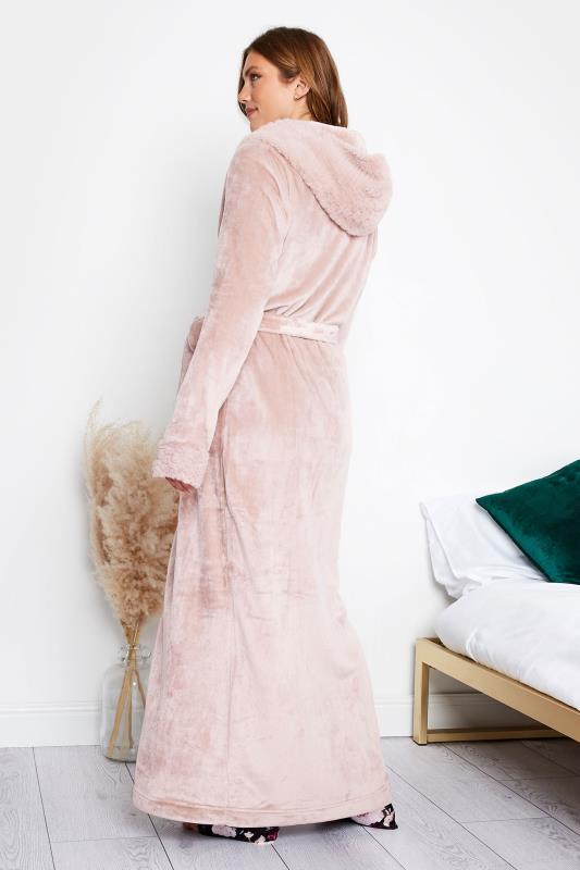 LTS Pink Faux Fur Trim Dressing Gown | Long Tall Sally 3